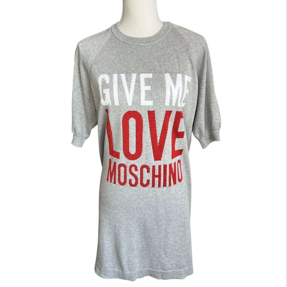 Give me love Moschino gray mini dress casual short sleeve quietly luxury cotton